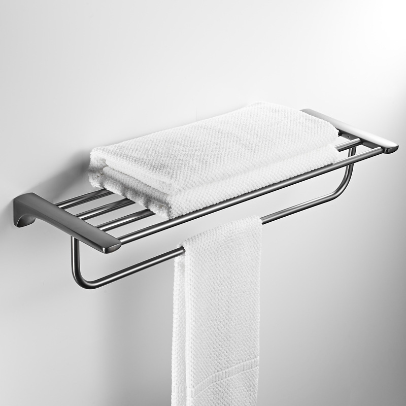 Black Bathroom Rack No Drilling Towel Holder Hot Sell Self Adhesive Towel Rack Stainless Steel Towel Shelf