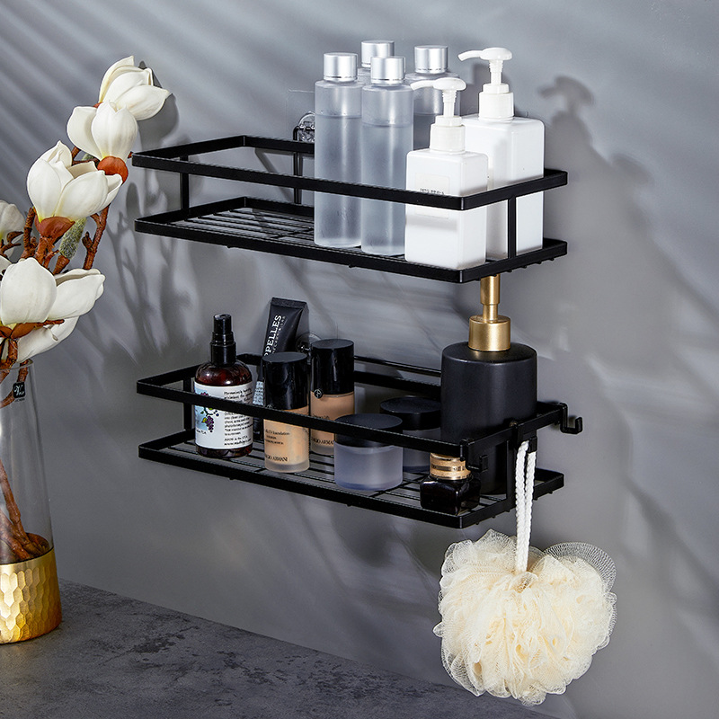 Toilet Top Shelf Toilet Hole Free Single and Double Floor  Multifunctional Storage Shelf Stainless Steel Bathroom Wall Shelf
