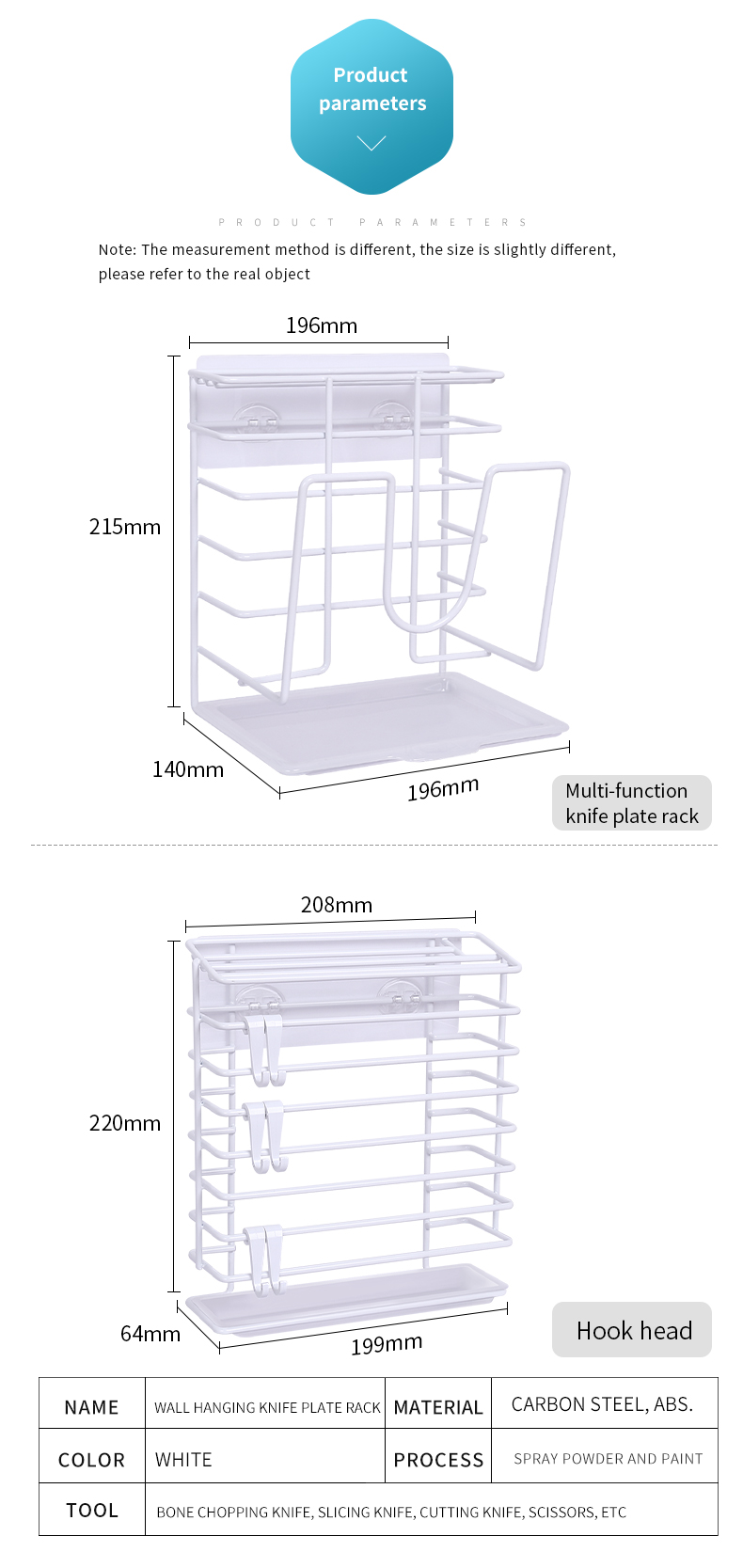 Knife Holder Wall-Mounted Cutting Board Pot Lid Storage Rack Tool Kitchen Shelf Organizer Drying Basket Kitchen Shelf