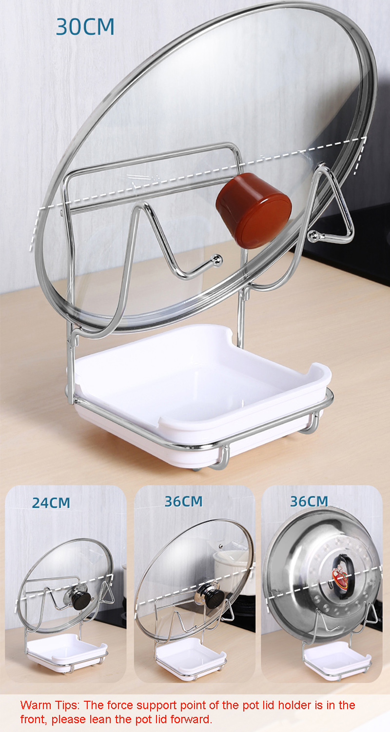 Pot Lid Rack Spoon Rest Holder Fork Spatula Stand Stainless Steel Pan Lid Organizer Kitchen Storage Racks & Shelving Units