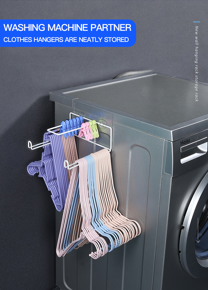 Clothes Hanger Stacker Storage Rack Holder Metal Washing Machine Shelf Laundry Clothes Stand Drying Rack Organizer Wall Mounted