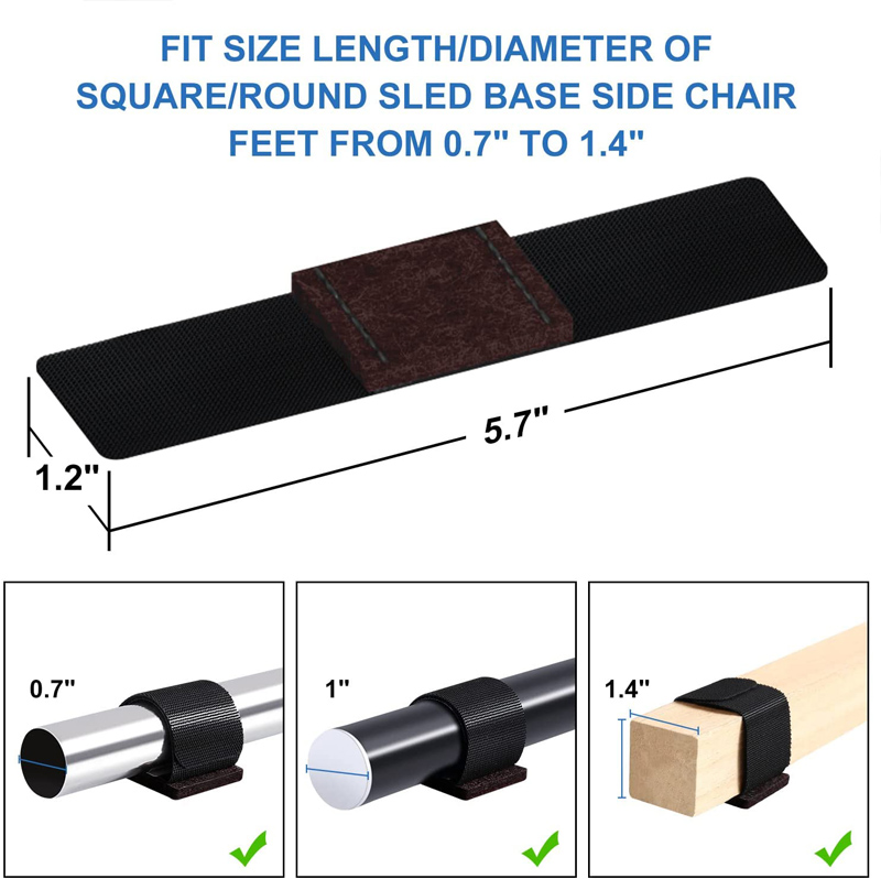 Office Chair Leg Felt Pads Covers Non-Slip Hook and Loop Fasteners Chair Feet Wrap Pads Protectors Hardwood Floor Glides