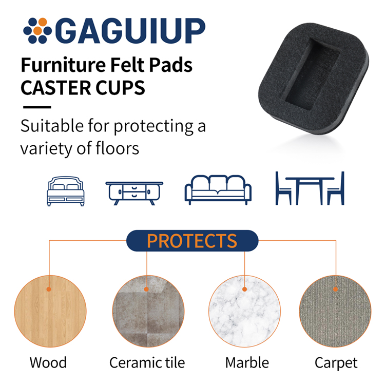 Good Price of Good Quality Durable Black Hard Square Furniture Chair Leg Cups Protect Hardwood Floors