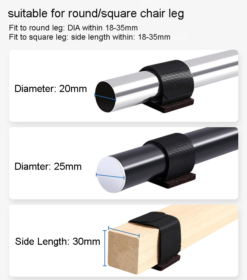Office Chair Leg Felt Pads Covers Non-Slip Hook and Loop Fasteners Chair Feet Wrap Pads Protectors Hardwood Floor Glides