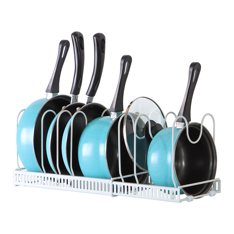 Sliding Pan and Round Pot Lid Cover Holder Organizer Storage Rack Expandable Pot Holder Pot and Pan Holder