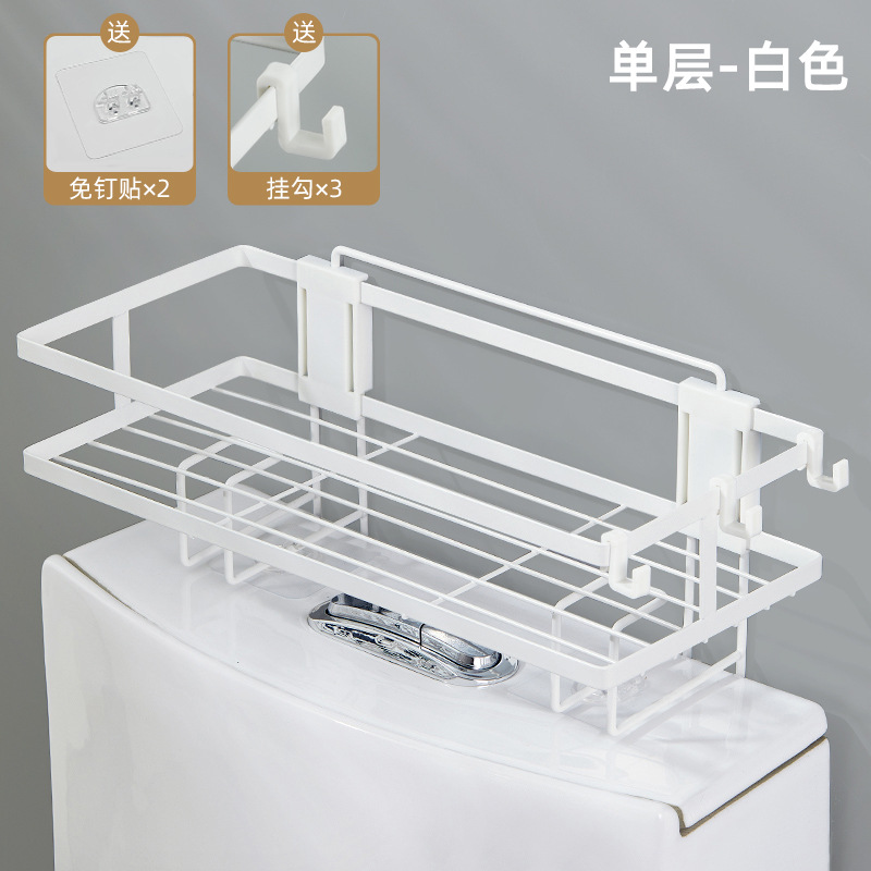 Toilet Top Shelf Toilet Hole Free Single and Double Floor  Multifunctional Storage Shelf Stainless Steel Bathroom Wall Shelf