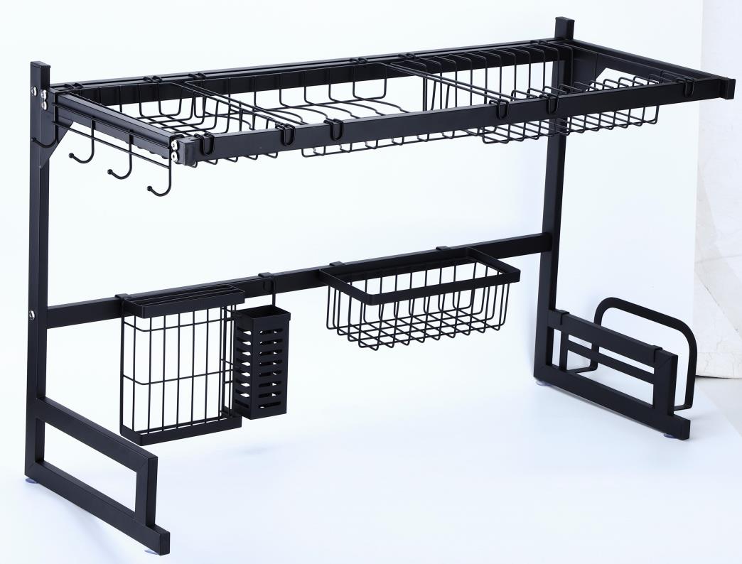 2-Tier Stainless Steel Dish Drainer with Storage Organization Over-the-Sink Drying Rack Kitchen Islands & Carts