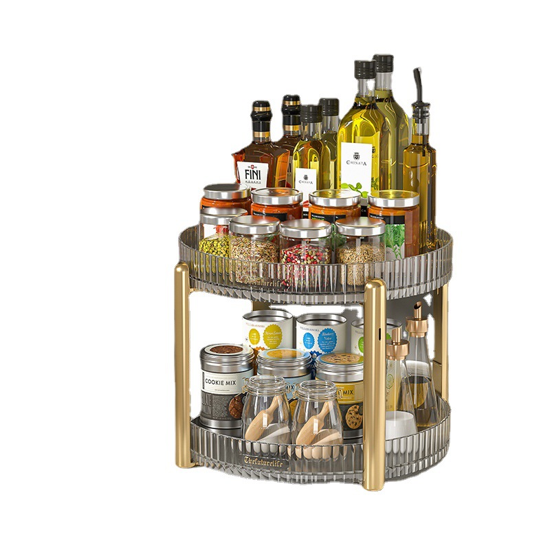 Vegetable Fruit Storage Basket Kitchen Cabinet Organizer Seasoning Spice Rack Rotating Kitchen Shelf Rotating Spice Rack
