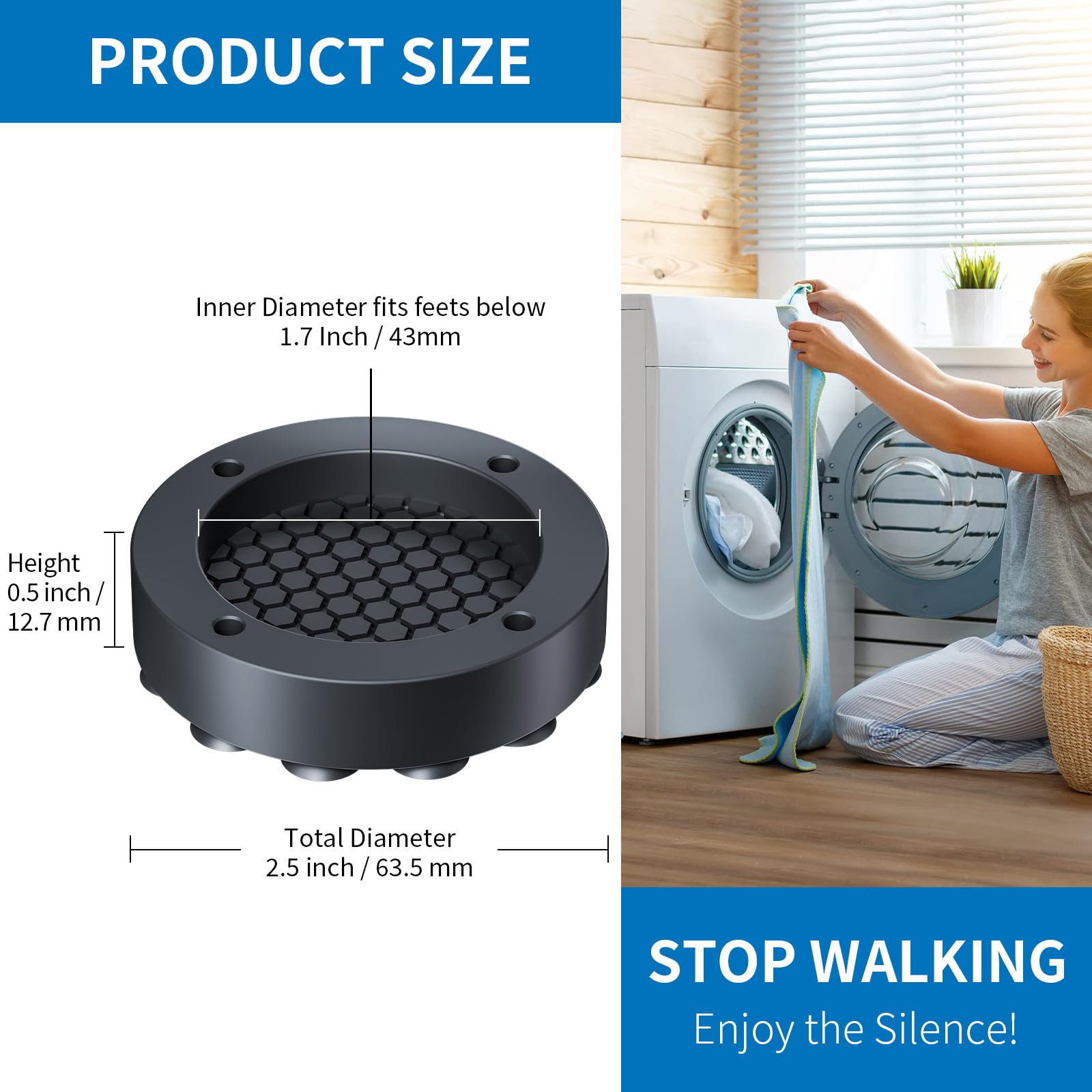 Custom Anti-Vibration Pads for Electric Washer and Dryer Rubber Foot Pad Base for Anti-Vibration and Anti-Walk Features
