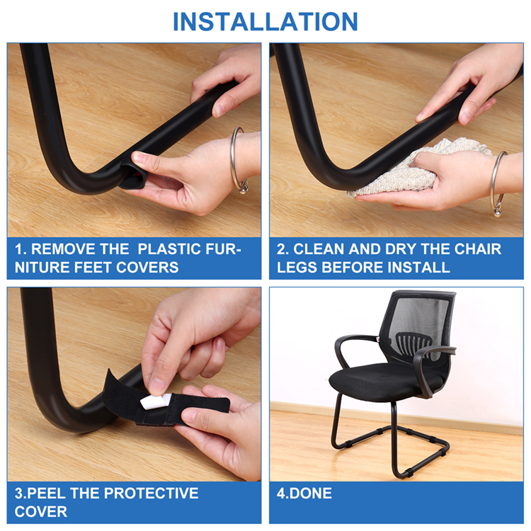 Professional Self-Stick Furniture Adhesive Felt Pads Protector Pads With Hook and Loop for Sled Base Side Chair