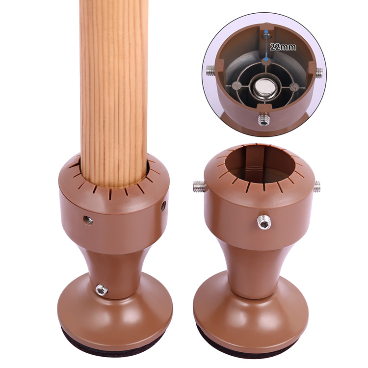China Supplier Wooden Steel Furniture Leg Risers Adjustable Height Brown Wine Glass Model Bed Furniture Risers
