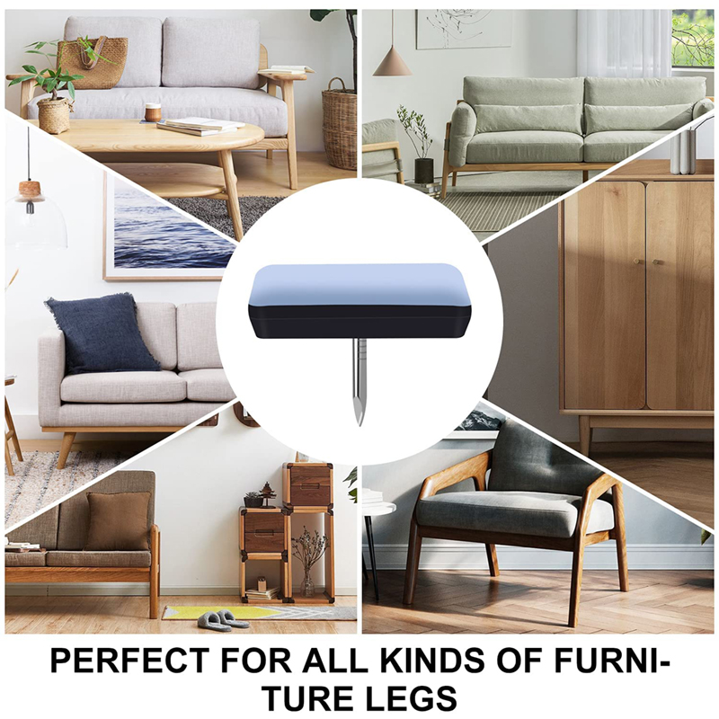 Square Furniture Glides Nail on Furniture Slider, PTFE Chair Leg Floor Protectors for Hardwood Dinning Wooden Furniture