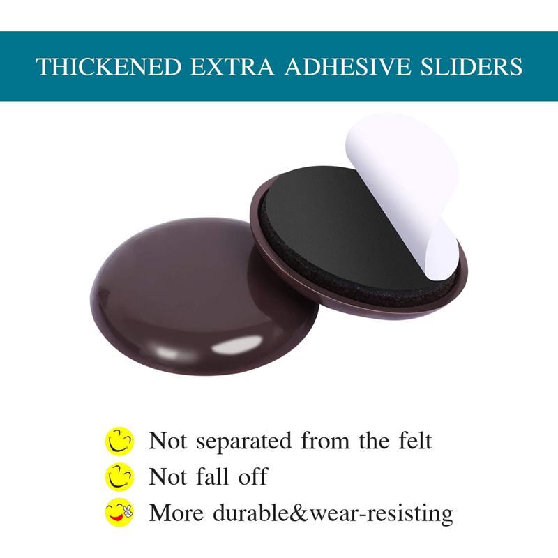Round 24 Pack 1-3/4" Self-Stick Carpet Furniture Sliders Furniture Moving Pads Heavy Duty Self-Adhesive Furniture Movers