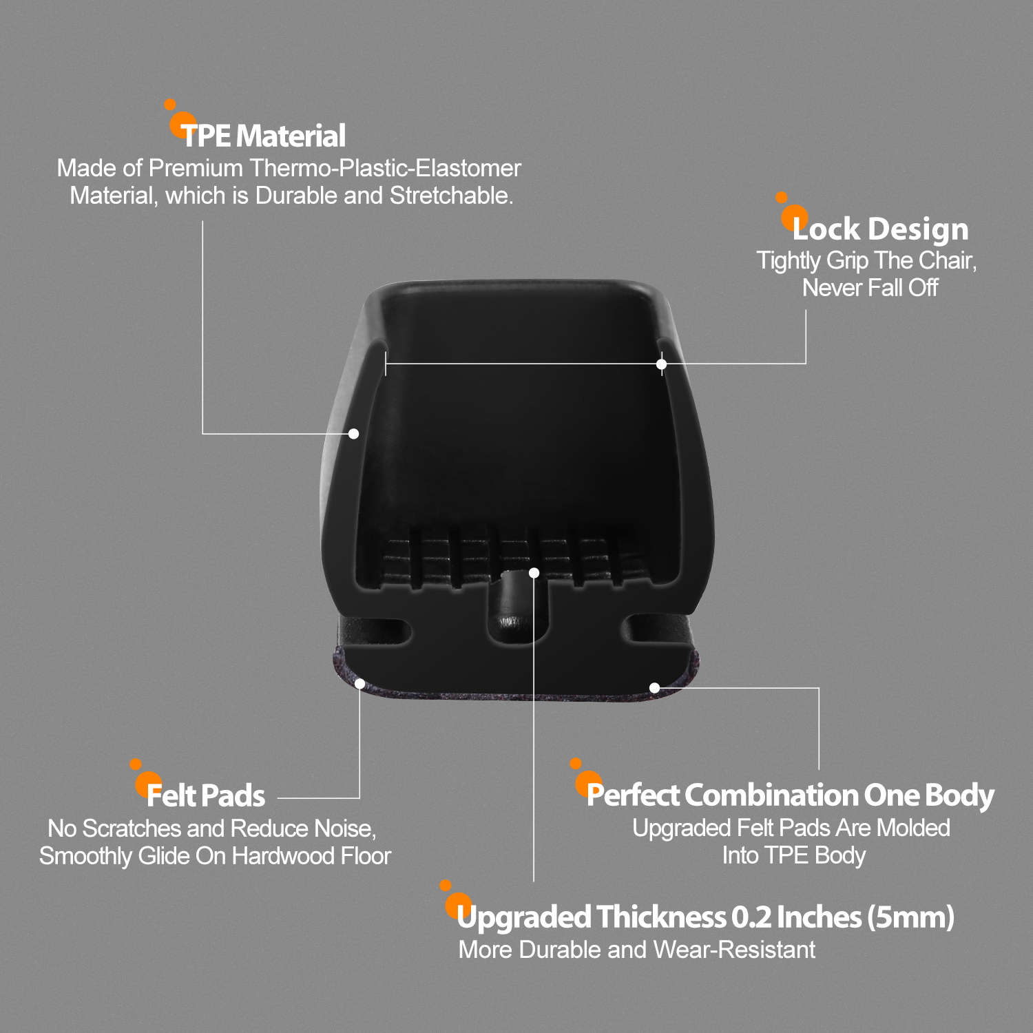 Furniture Silicon Protection Cover with Felt Pad Chair Leg Transparent Chair Leg Silicone Floor Furniture Leg Protectors