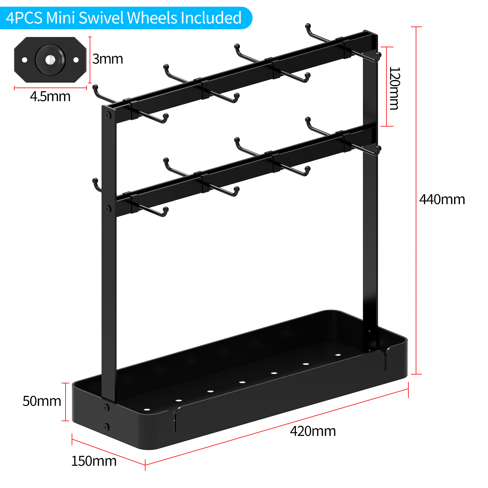 Wholesale Mug Organizer Coffee Cup Holder Aluminum Cup Holder Mug Display Rack Multifunctional Storage