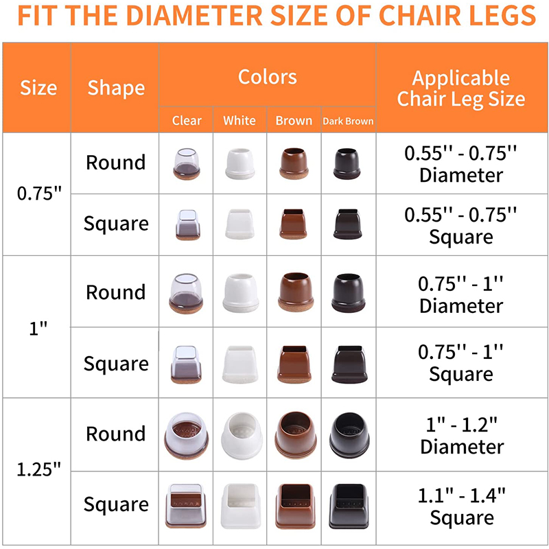 Round&square Chair Leg Furniture Pads Floor Protectors Non Slip Chair Leg Feet Socks Covers Furniture Protection Cover