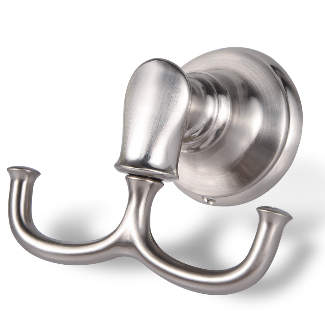 Simple Stainless Steel Double Towel Hook Robe and Hand Towel Hanger with Heater for Home Kitchen Hotel-Nickel Finishing