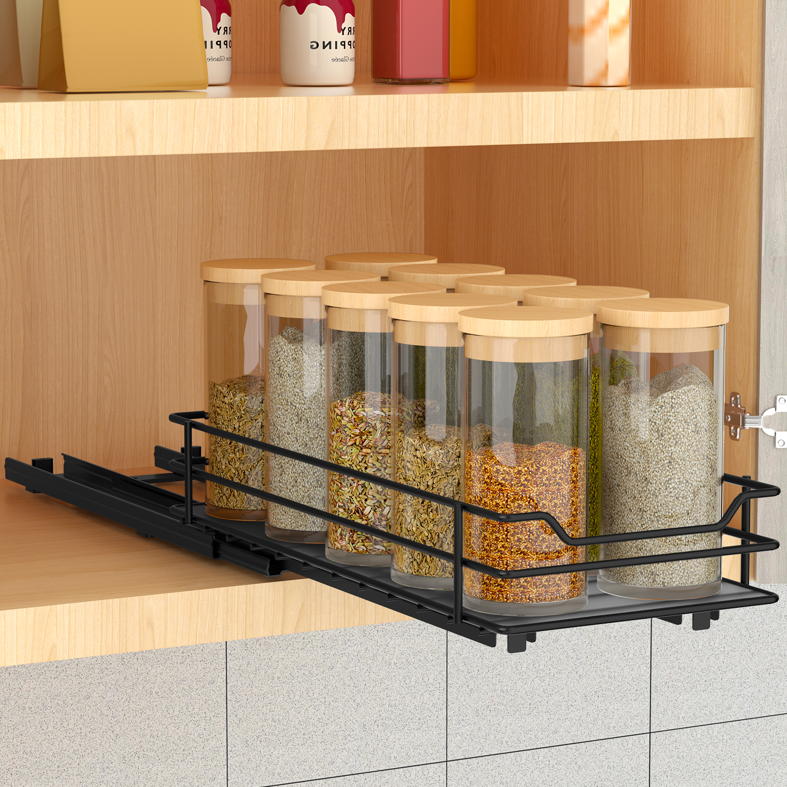 Modern Stainless Steel Slide Out Seasoning Pull Out Spice Rack Organizer Duty-Free for Home Kitchen Cabinets Storage