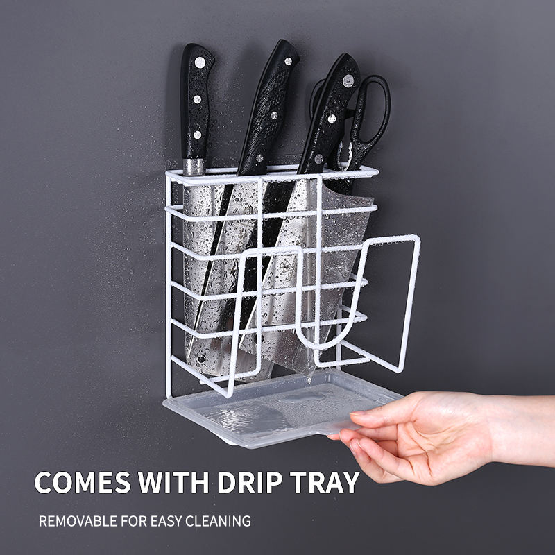 Knife Holder Wall-Mounted Cutting Board Pot Lid Storage Rack Tool Kitchen Shelf Organizer Drying Basket Kitchen Shelf