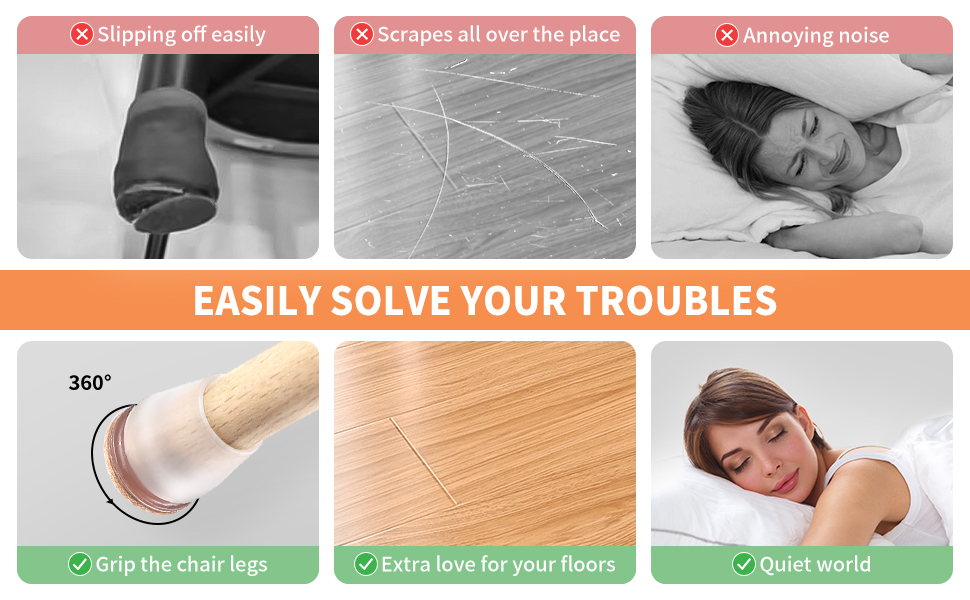 Square Transparency Elastic Silicone Chair Leg Floor Protector Furniture Pads with Protection Cover for Chairs