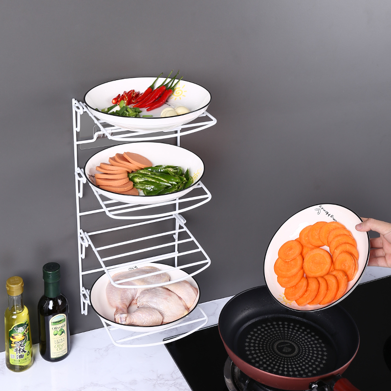 Basket Fruit Vegetable Plate Holder Rack Foldable Storage Organizer for Home Kitchen Dish Drying Rack 3 4 Tier Metal Supply