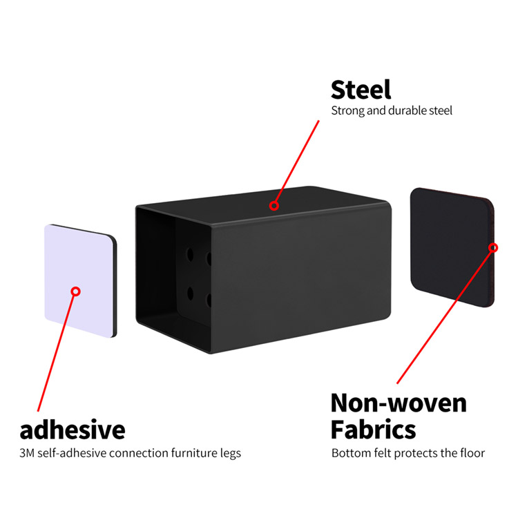 Heavy Duty Solid Steel Furniture Risers Self-Adhesive Bed & Sofa Lift with Felt Pads for Beds and Sofas