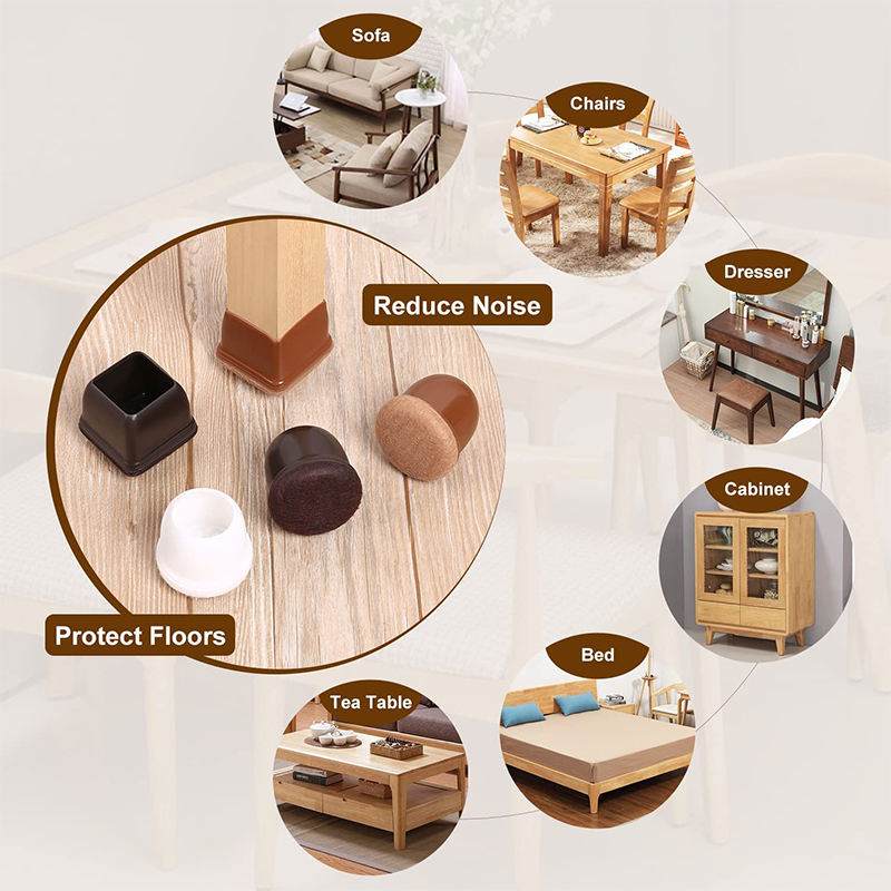 Round&square Chair Leg Furniture Pads Floor Protectors Non Slip Chair Leg Feet Socks Covers Furniture Protection Cover