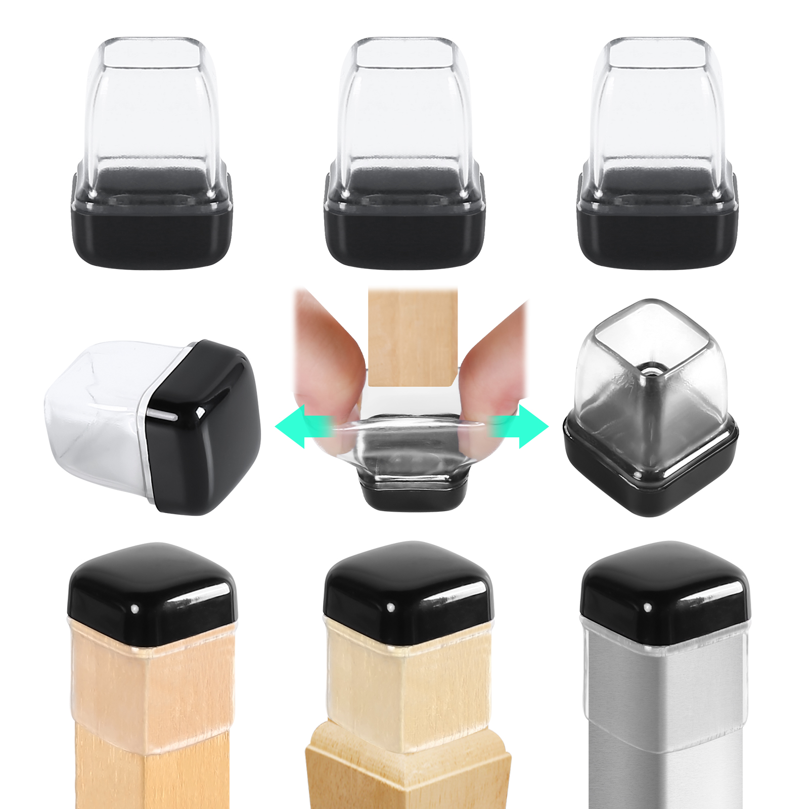 New Design Durable Anti-Scratch Thickened Silicone Chair Feet Covers Chair Foot Protector Metal Caps for Furniture Legs