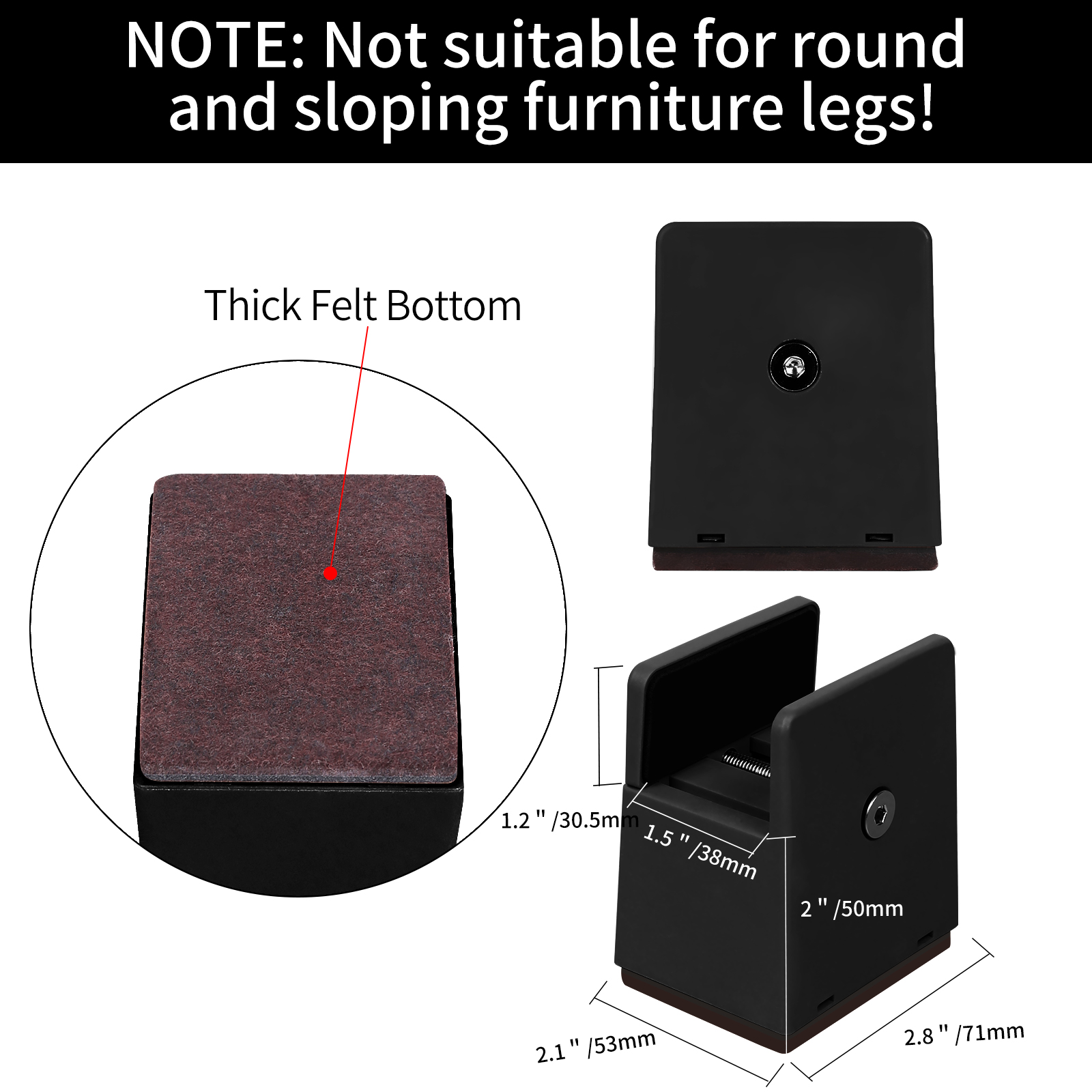 4PCS Bed Risers Furniture Riser Heavy Duty Bed Lifts Adjustable Bed Furniture Frame Risers