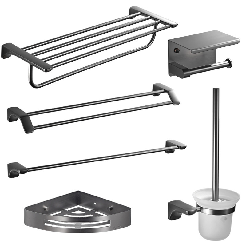 Black Bathroom Rack No Drilling Towel Holder Hot Sell Self Adhesive Towel Rack Stainless Steel Towel Shelf