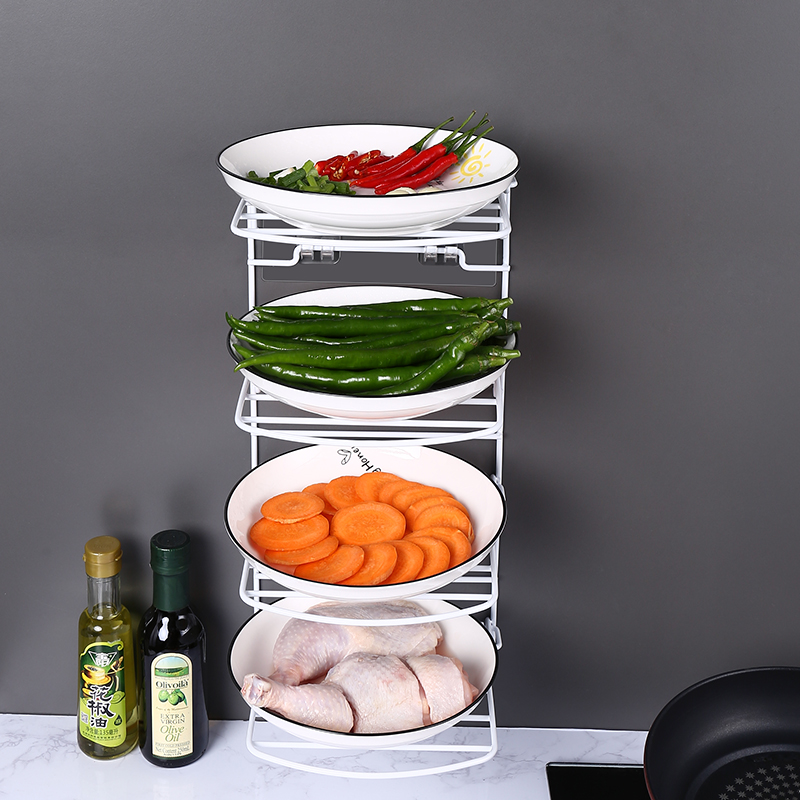 Basket Fruit Vegetable Plate Holder Rack Foldable Storage Organizer for Home Kitchen Dish Drying Rack 3 4 Tier Metal Supply