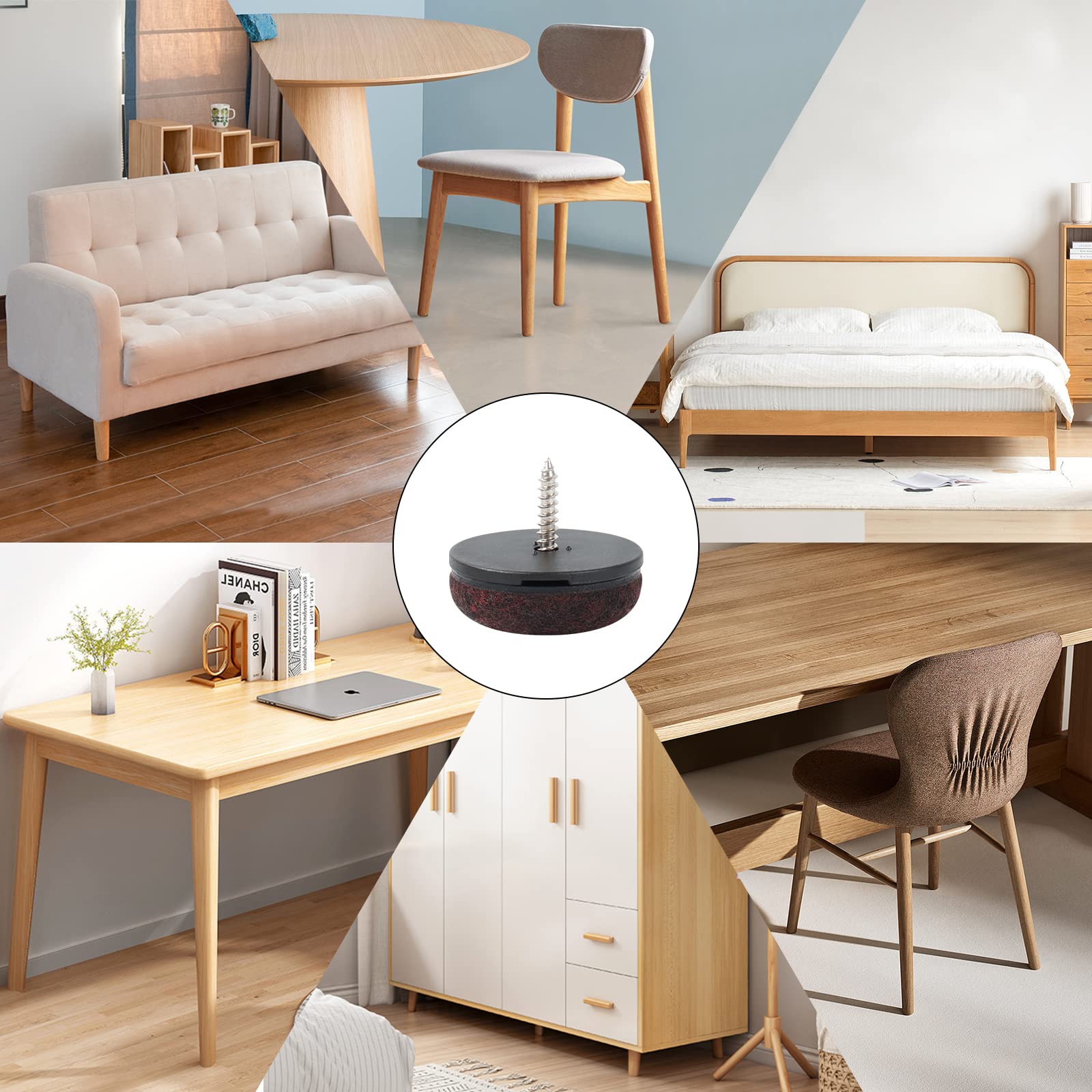 Square Furniture Glides Nail-On Slider for Hardwood Dining Wooden Furniture PTFE Chair Leg Floor Protectors Rubber Felt Material