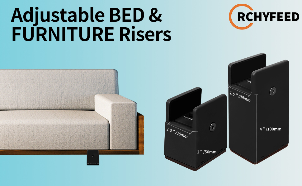 4PCS Bed Risers Furniture Riser Heavy Duty Bed Lifts Adjustable Bed Furniture Frame Risers