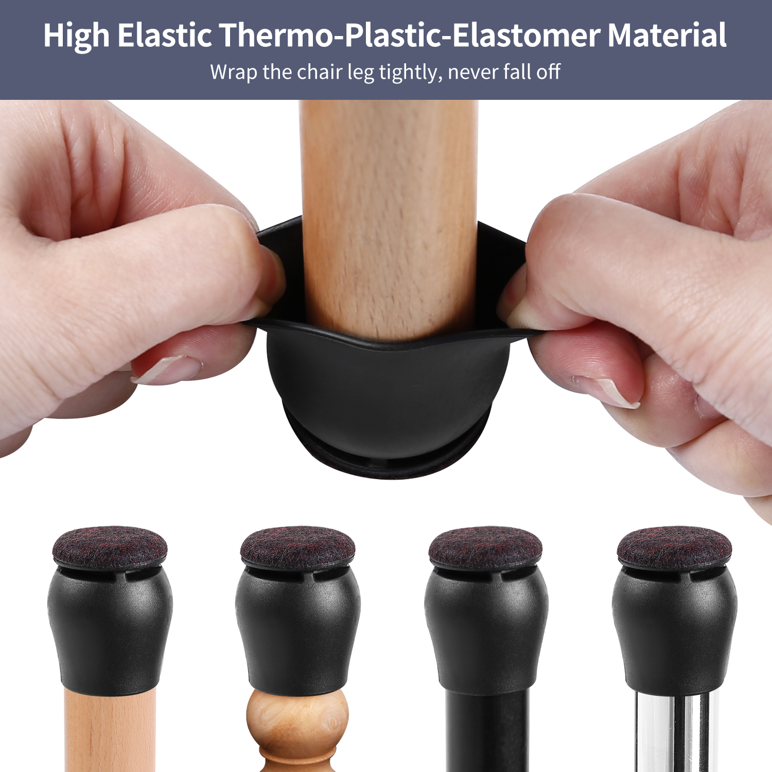 Furniture Silicon Protection Cover with Felt Pad Chair Leg Transparent Chair Leg Silicone Floor Furniture Leg Protectors