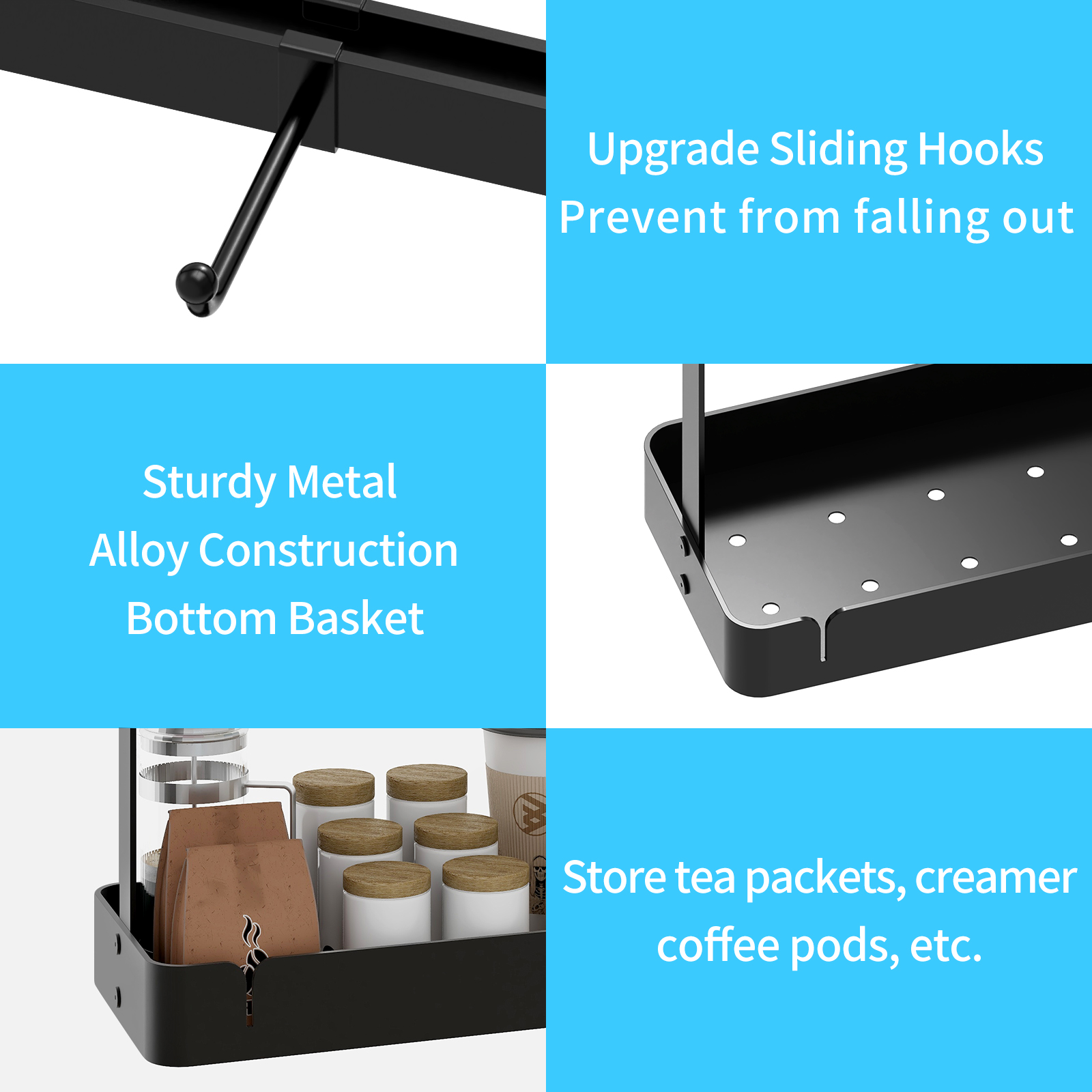 Wholesale Mug Organizer Coffee Cup Holder Aluminum Cup Holder Mug Display Rack Multifunctional Storage