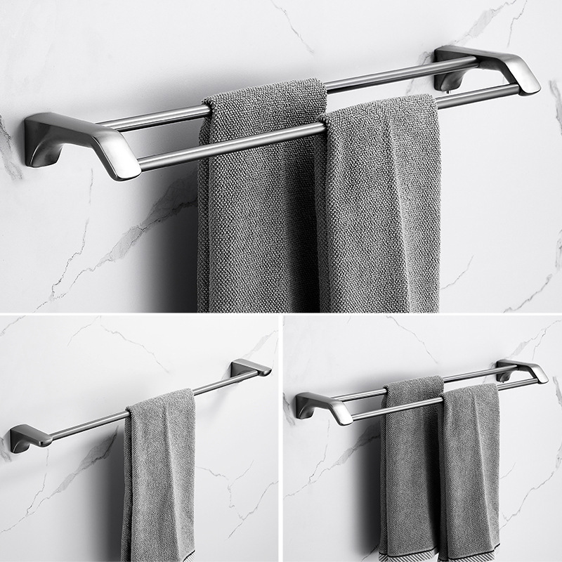 Bathroom Accessories Towel Rack Shelf Holder Black OEM Sale Bath Wall Mounted Towel Bar Fashion Towel Rack