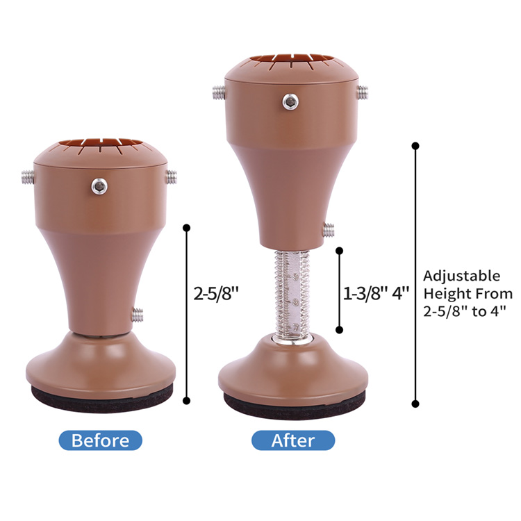 China Supplier Wooden Steel Furniture Leg Risers Adjustable Height Brown Wine Glass Model Bed Furniture Risers