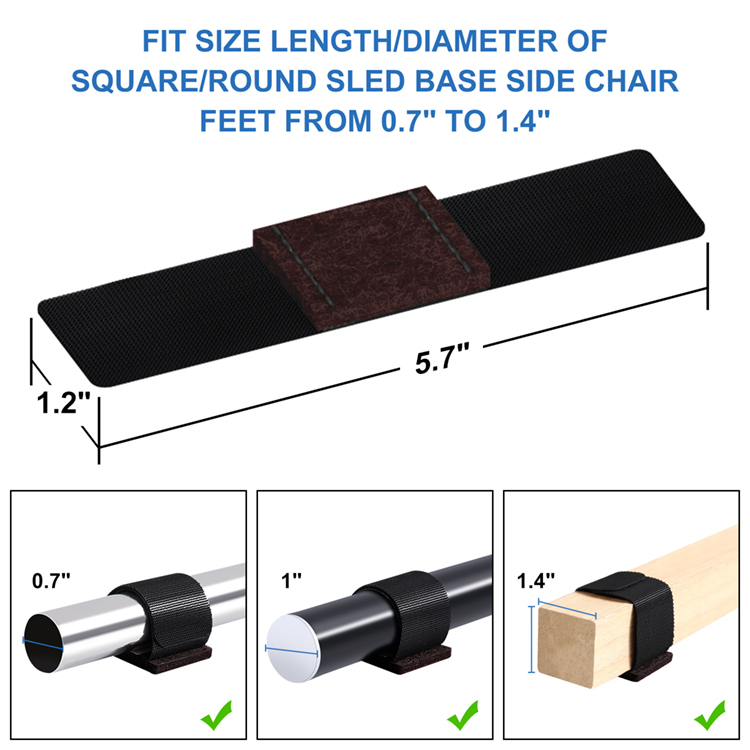 Professional Self-Stick Furniture Adhesive Felt Pads Protector Pads With Hook and Loop for Sled Base Side Chair