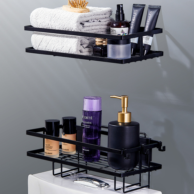 Toilet Top Shelf Toilet Hole Free Single and Double Floor  Multifunctional Storage Shelf Stainless Steel Bathroom Wall Shelf