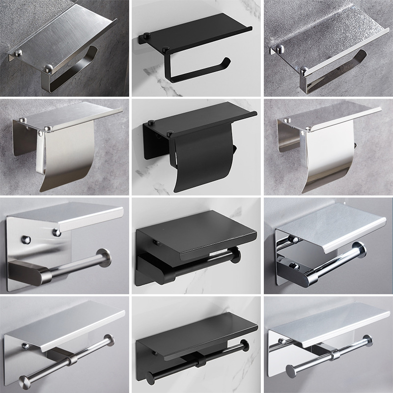 304 Stainless Steel Toilet Paper Roll Holder 360 Degree Rotatable Self Adhesive Toilet Papertoilet Paper Holder with Tray