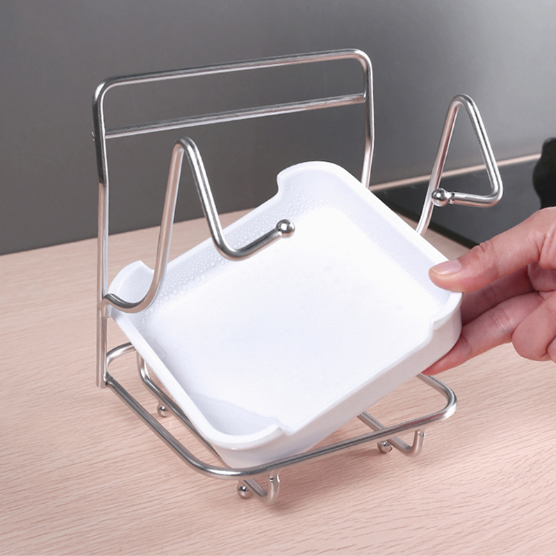 Pot Lid Rack Spoon Rest Holder Fork Spatula Stand Stainless Steel Pan Lid Organizer Kitchen Storage Racks & Shelving Units