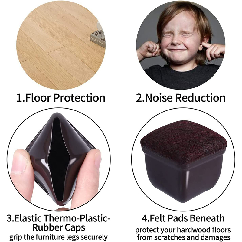 Chair Leg Floor Protectors with Felt, Soft Furniture Leg Feet Protection Cover Protect Hardwood Floor