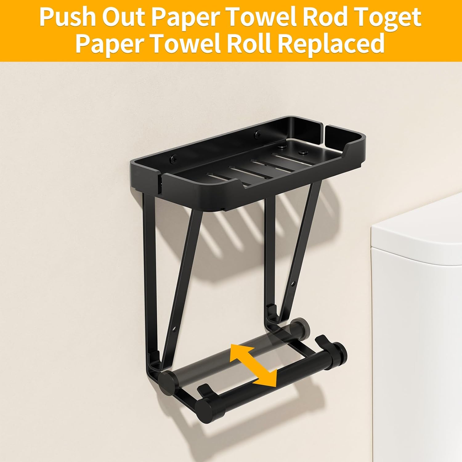 New Design Metal Stainless Steel Black Cell Phone Holder Cover Storage Box and Standing Toilet Paper Holder for Kitchen Use
