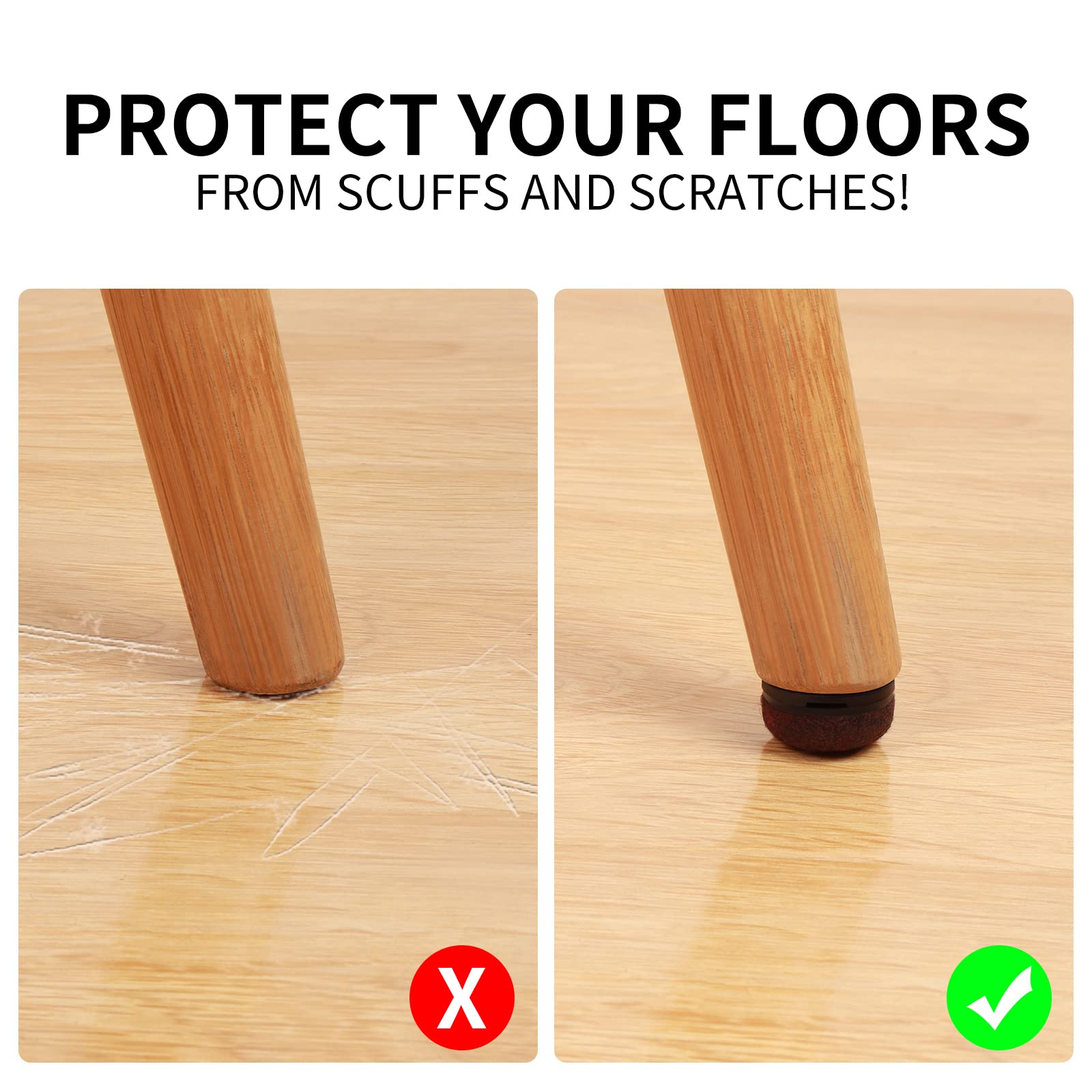 Square Furniture Glides Nail-On Slider for Hardwood Dining Wooden Furniture PTFE Chair Leg Floor Protectors Rubber Felt Material