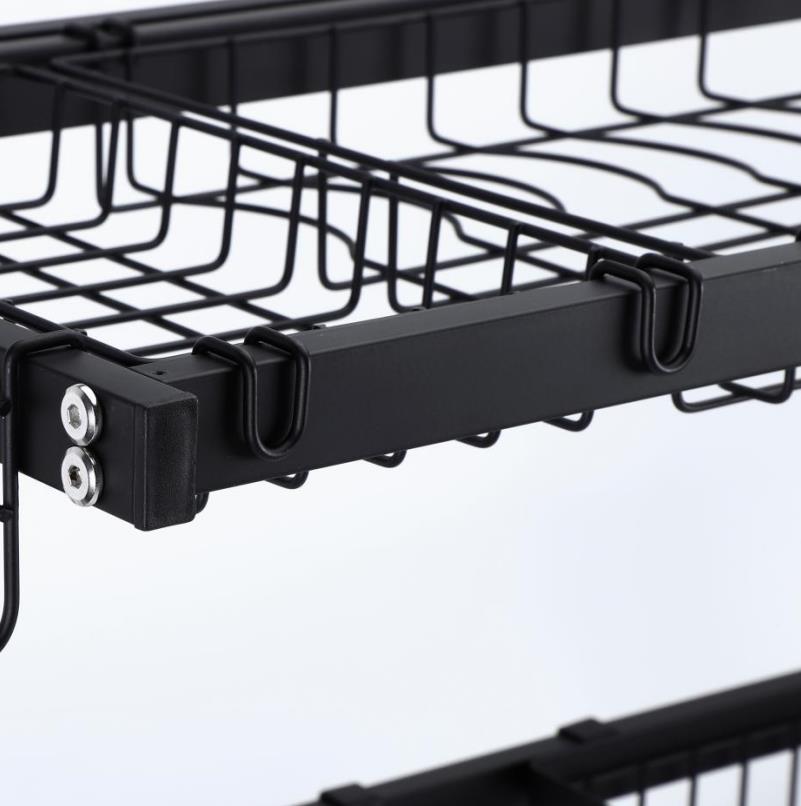 2-Tier Stainless Steel Dish Drainer with Storage Organization Over-the-Sink Drying Rack Kitchen Islands & Carts