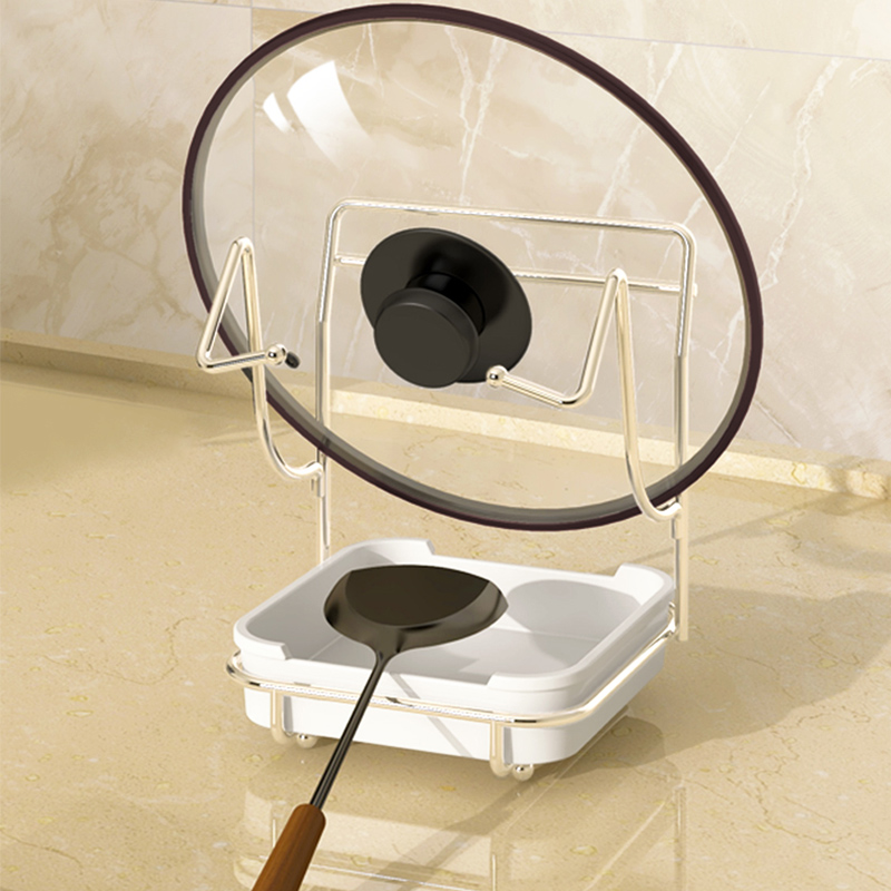 Pot Lid Rack Spoon Rest Holder Fork Spatula Stand Stainless Steel Pan Lid Organizer Kitchen Storage Racks & Shelving Units