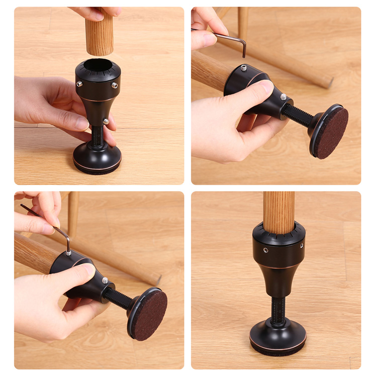 Good Price of New Product Metal Furniture Chair Leg Risers Wine Glass Black Furniture and Bed Risers