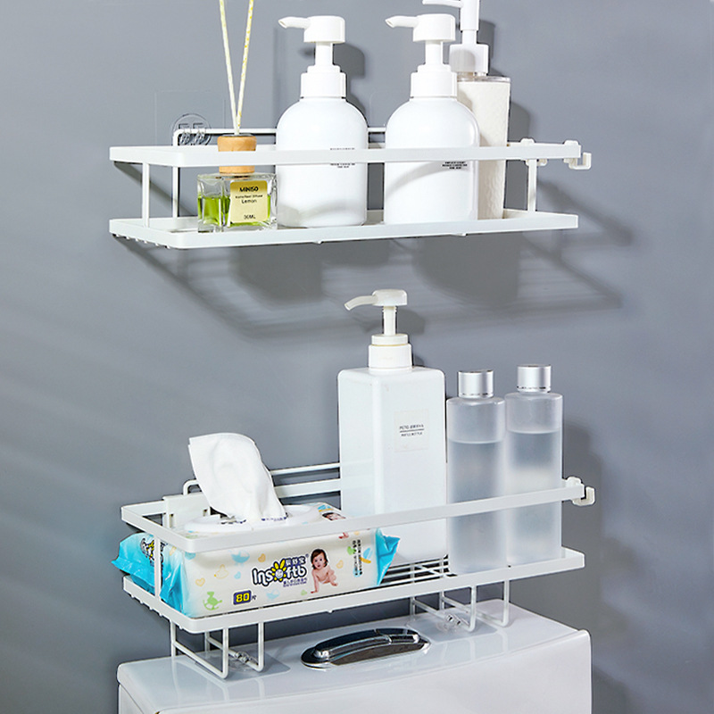 Toilet Top Shelf Toilet Hole Free Single and Double Floor  Multifunctional Storage Shelf Stainless Steel Bathroom Wall Shelf