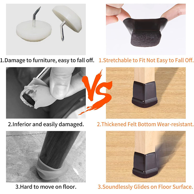 Round&square Chair Leg Furniture Pads Floor Protectors Non Slip Chair Leg Feet Socks Covers Furniture Protection Cover