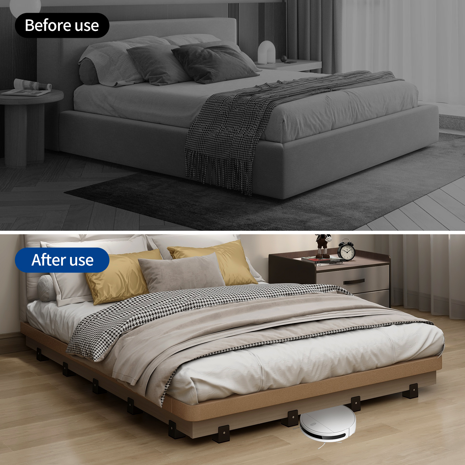 Adjustable Bed Risers with Screw Clamp, Couch Risers Fit for Furniture Thickness 0-1.5 in Duty Risers for Sofa Desk Chair